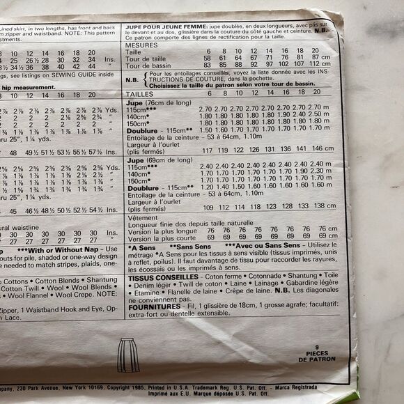 Vintage McCall's Pattern 2073 Women's Pleated Skirt Size 16 Business Pro Cut - Picture 3 of 5